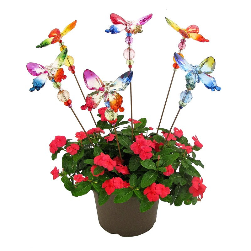 22" Tall Five Tone Acrylic Butterfly Pot Stake in 6 Assorted Colors