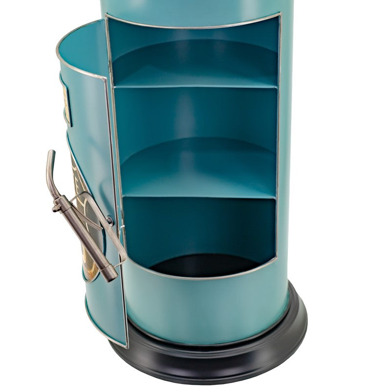 69.5" Tall Old Style Gas-Pump-Shaped Wine Rack in Blue-Green "Route 66"