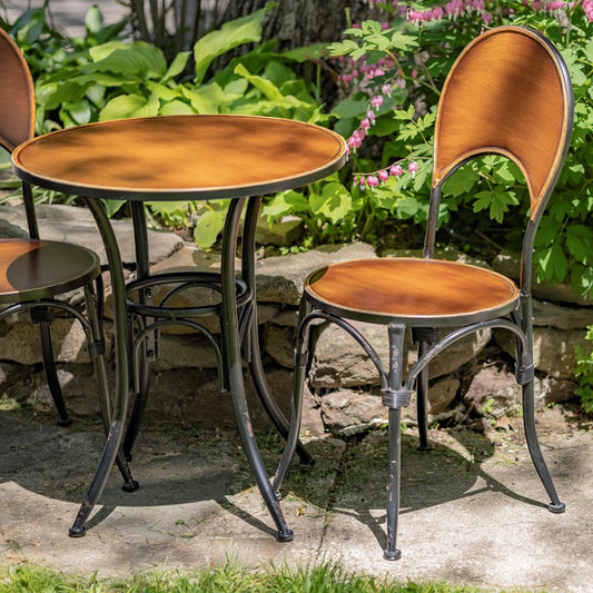 3 Piece Round Top Iron Bistro Set In Antique Copper "Paris 1968"