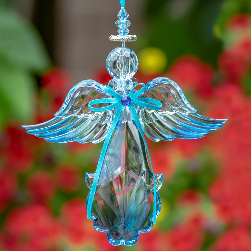 Hanging Blue Acrylic Angel Ornaments in 6 Assorted Styles