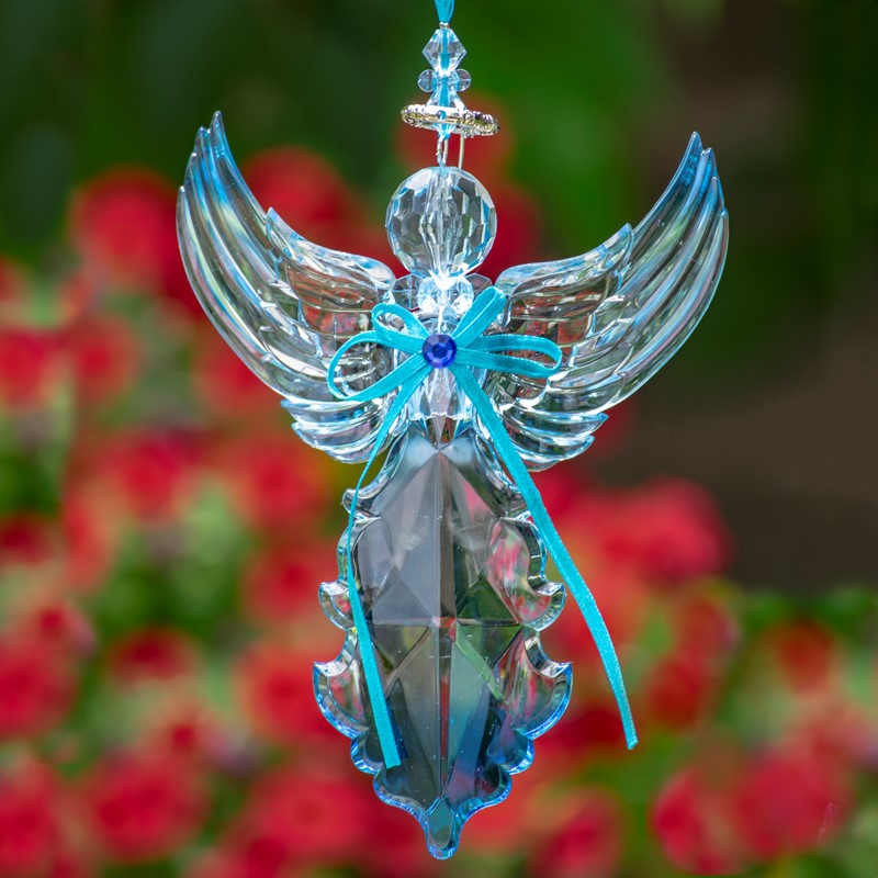 Hanging Blue Acrylic Angel Ornaments in 6 Assorted Styles