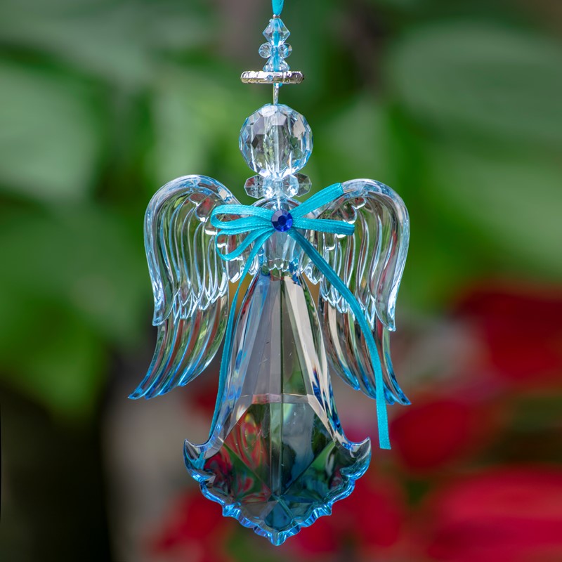 Hanging Blue Acrylic Angel Ornaments in 6 Assorted Styles
