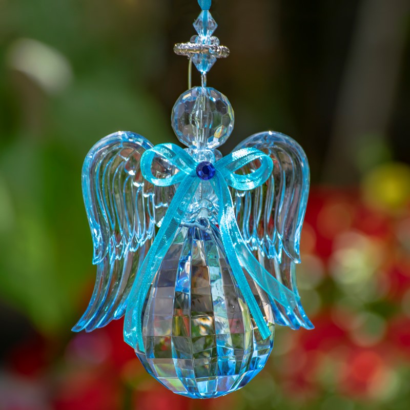 Hanging Blue Acrylic Angel Ornaments in 6 Assorted Styles