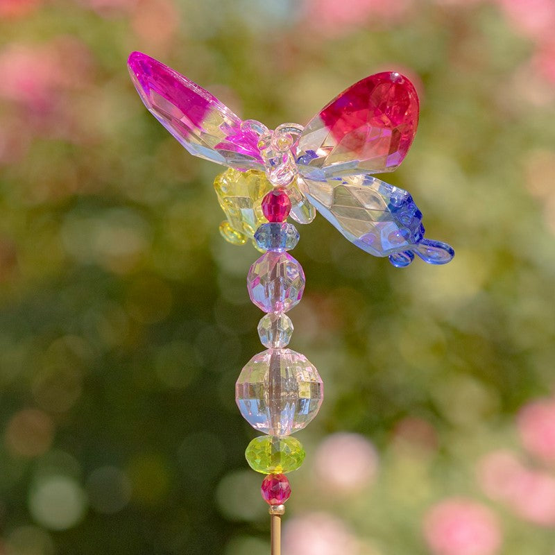 22" Tall Five Tone Acrylic Butterfly Pot Stake in 6 Assorted Colors