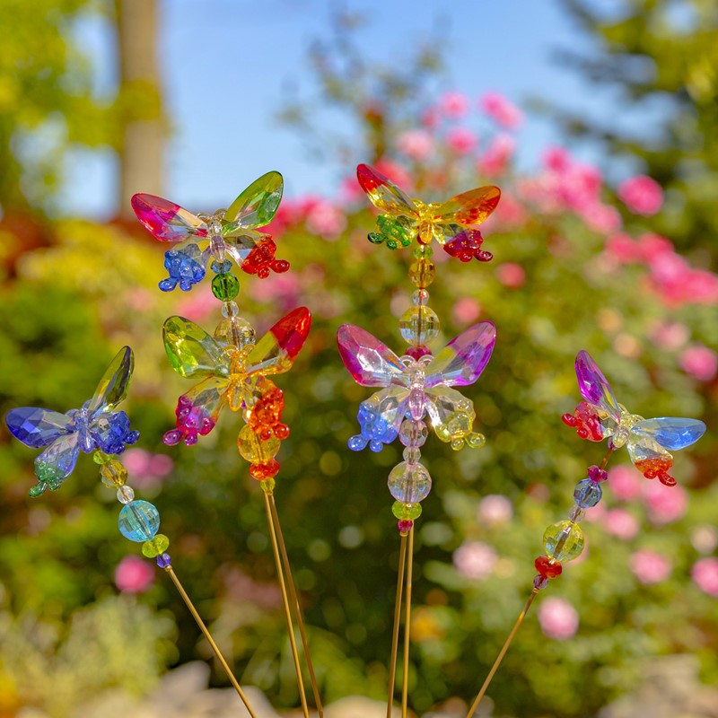 22" Tall Five Tone Acrylic Butterfly Pot Stake in 6 Assorted Colors