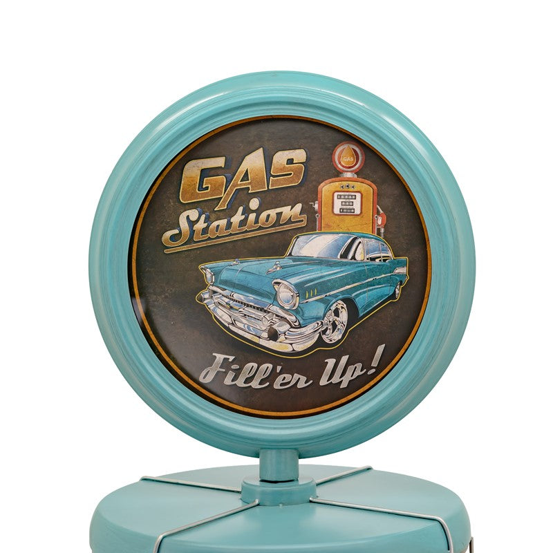 69.5" Tall Old Style Gas-Pump-Shaped Wine Rack in Blue-Green "Route 66"