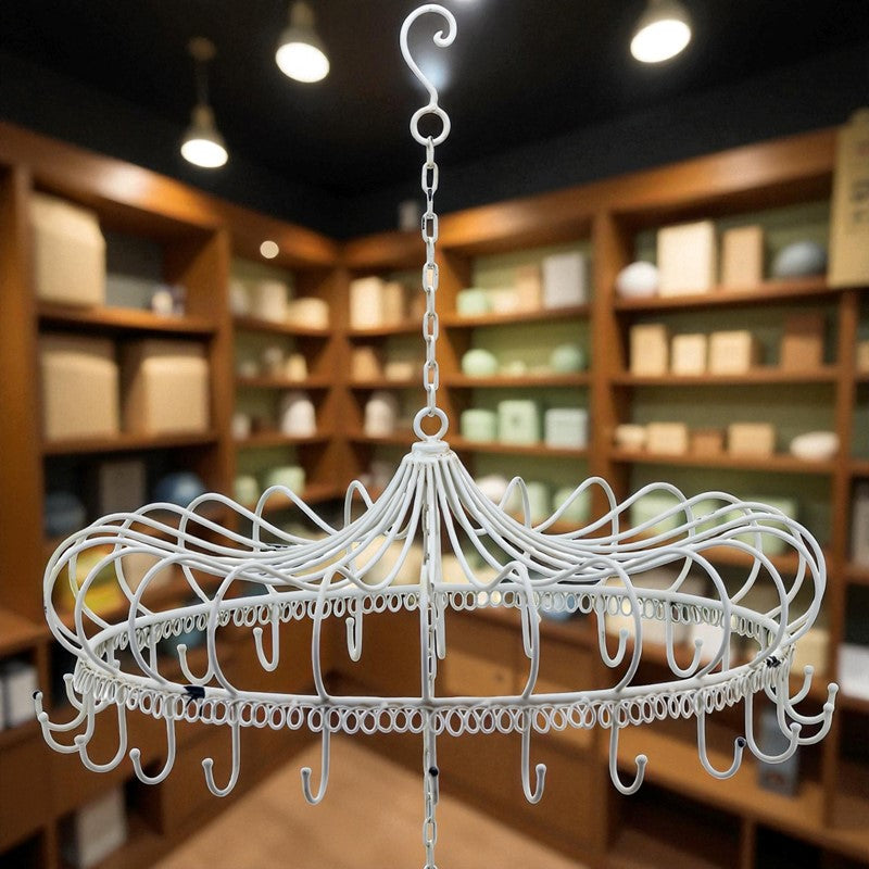 Elegant Hanging Chandelier Display Decoration with Hooks in White "London 1820"