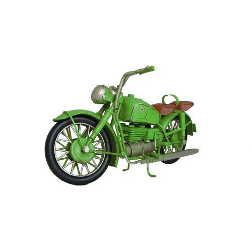 Vintage Style Iron Motorcycle Decoration in Army Green
