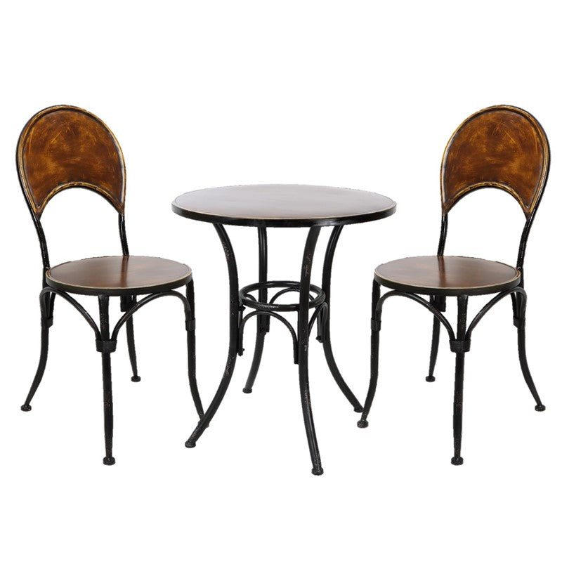 3 Piece Round Top Iron Bistro Set In Antique Copper "Paris 1968"