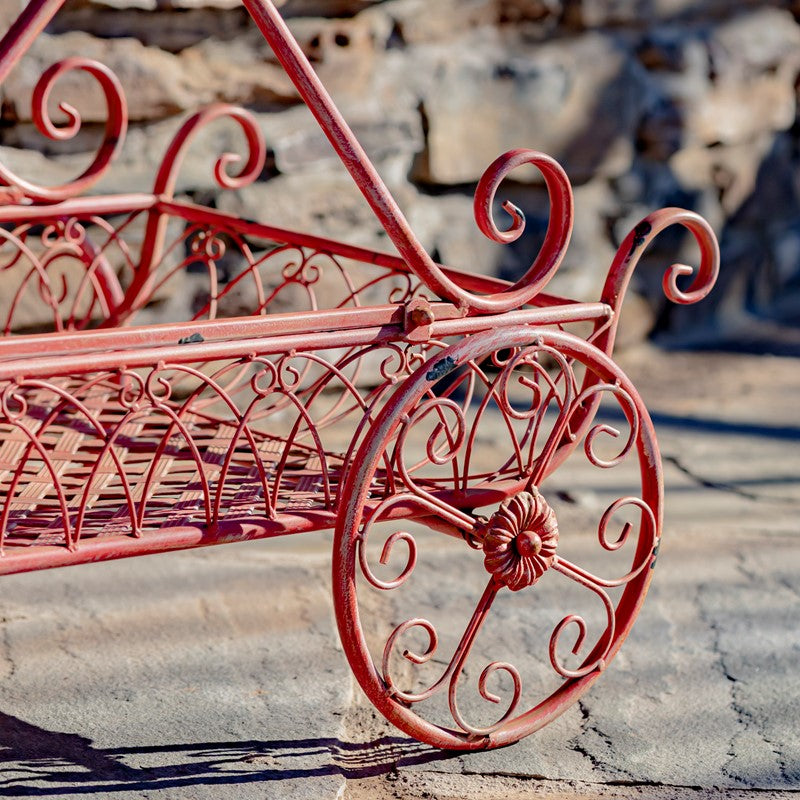 Two Tier Iron Flower Push Cart in Flamingo Pink "Odesa 1794"